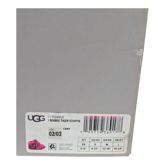 UGGS Baby Booties Size 2/3 6 months Hot Pink Plush Bixbee Tiger Stuffie Boots - Picture 8 of 8